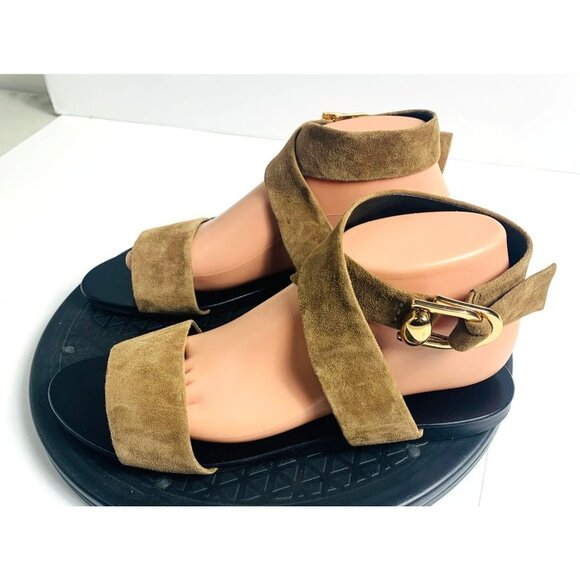 #4 STELLA LUNA Brown Leather Sandals Ankle Wrap 39 8 - Picture 1 of 11